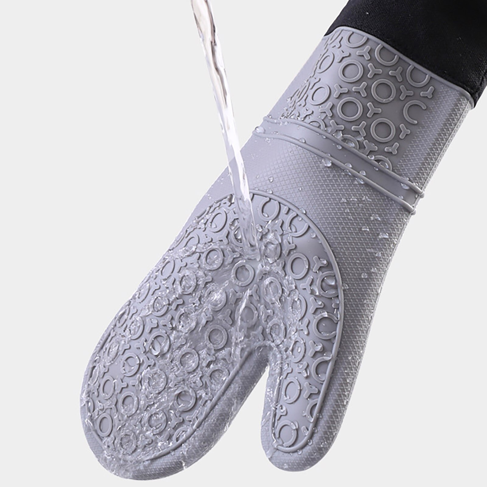 Antislip Siliconen Ovenwant Waterdichte Hittebestendige Keuken Handschoenen Lange Katoenen Bbq Oven Handschoenen Voor Barbecue Koken Bakken