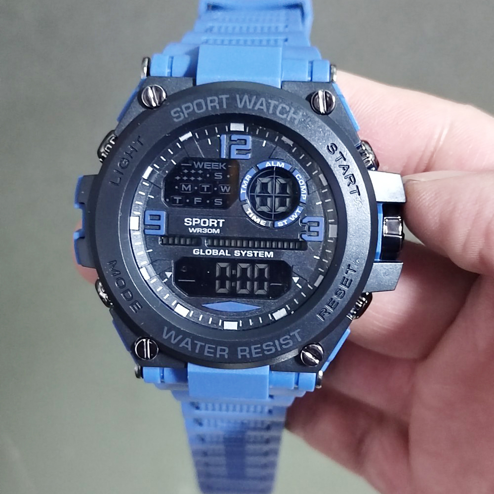 Reloj despertador Digital deportivo para hombre, Esfera Grande luminosa, resistente al agua, cronógrafo electrónico multifuncional, reloj multifuncional