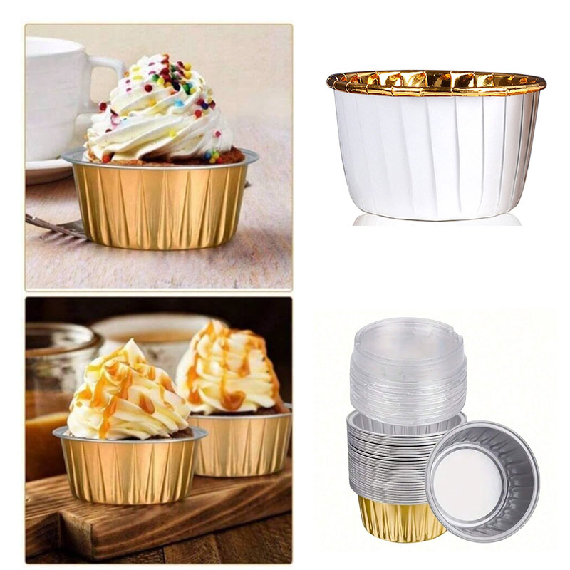Stampi per crostate usa e getta in foglio di alluminio con coperchi mini stampi per torte e cupcake per forniture da cucina da asporto per forno e congelatore