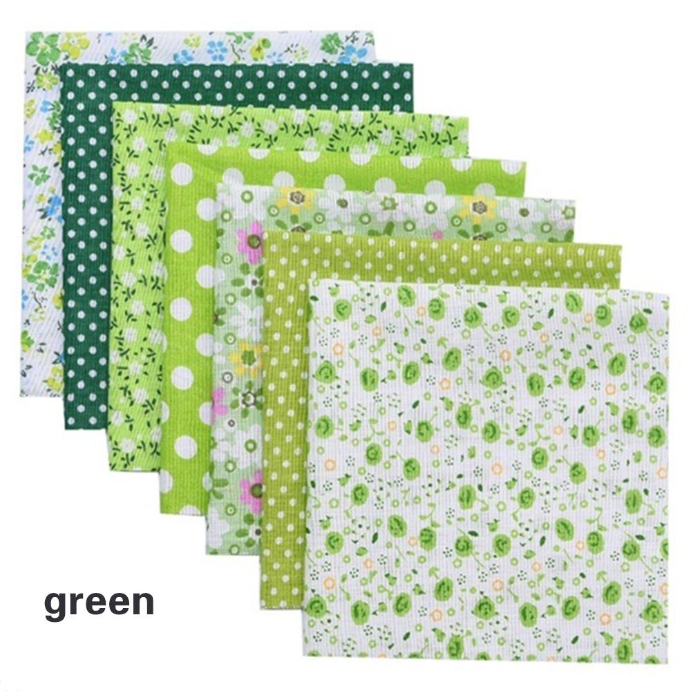 Tissu imprimé en coton, 7 pièces, accessoires faits à la main, broderie pratique, tissu en coton, vêtements de poupée à la , matériel de bricolage: Green