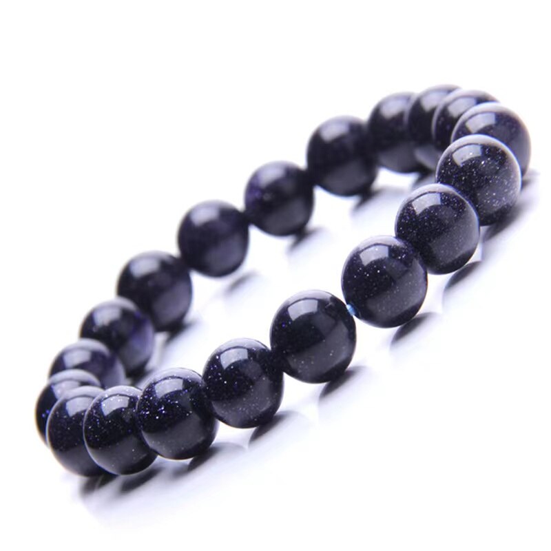 Braccialetto da uomo elasticizzato in pietra di sabbia blu naturale gioielli Pulserase elastici perline espandibili retrò Charms moda donna Unisex: beads 6mm