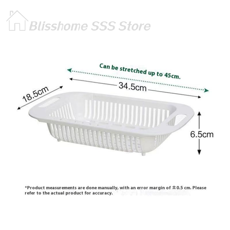 【S】1Pc Intrekbaar gootsteenafvoerrek Plastic gereedschapsrek voor gerechten Huishoudelijke keuken Groenteopbergrek Afvoermand