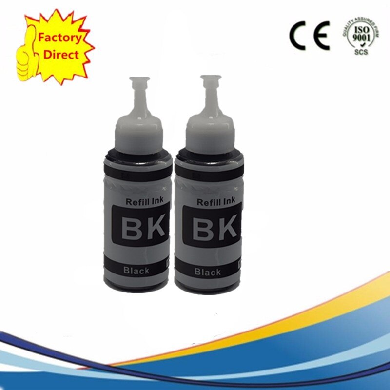 Dye Based Refill Ink Kit For Epson L100 L110 L120 L132 L210 L222 L300 L312 L355 L350 L362 L366 L550 L555 L566 Printer: 2BK