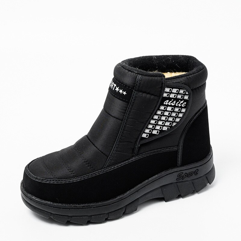 Men Boots Lightweight Winter Shoes For Men Snow Boots Waterproof Winter Footwear Non-slip Ankle Winter Boots rubber shoe sole: Black / 45