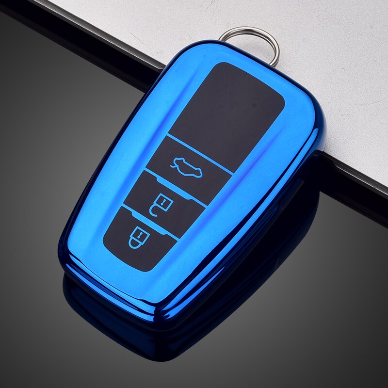 Car TPU Remote Key Cover Case Holder For Toyota CHR Prado Prius Camry Corolla RAV4 Accessories: blue