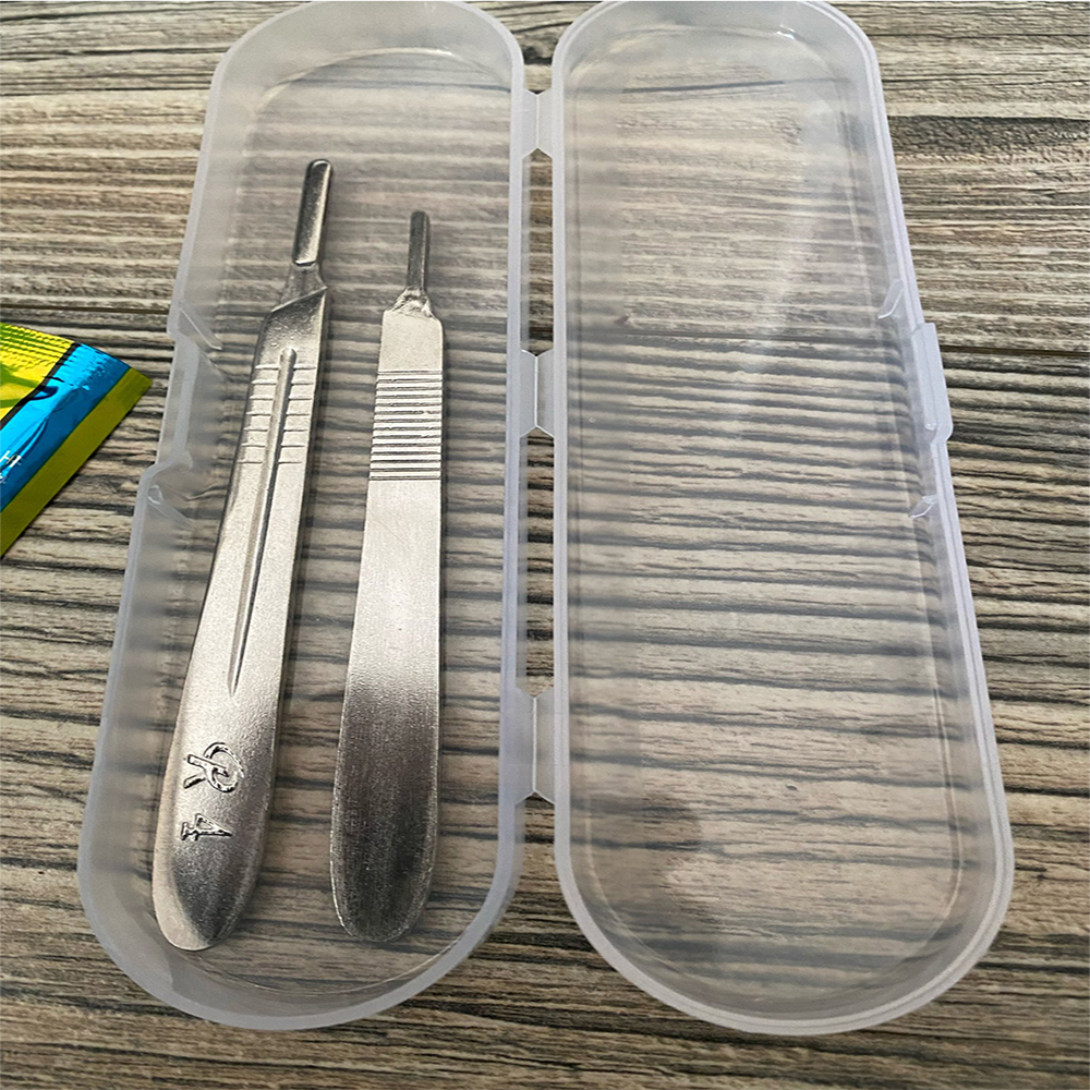 Bisturí quirúrgico de acero inoxidable con cuchillas de 10 piezas 11 # 23 # Caja de almacenamiento con mango de Metal extraíble para injerto de plantas, tallado, reparación DIY