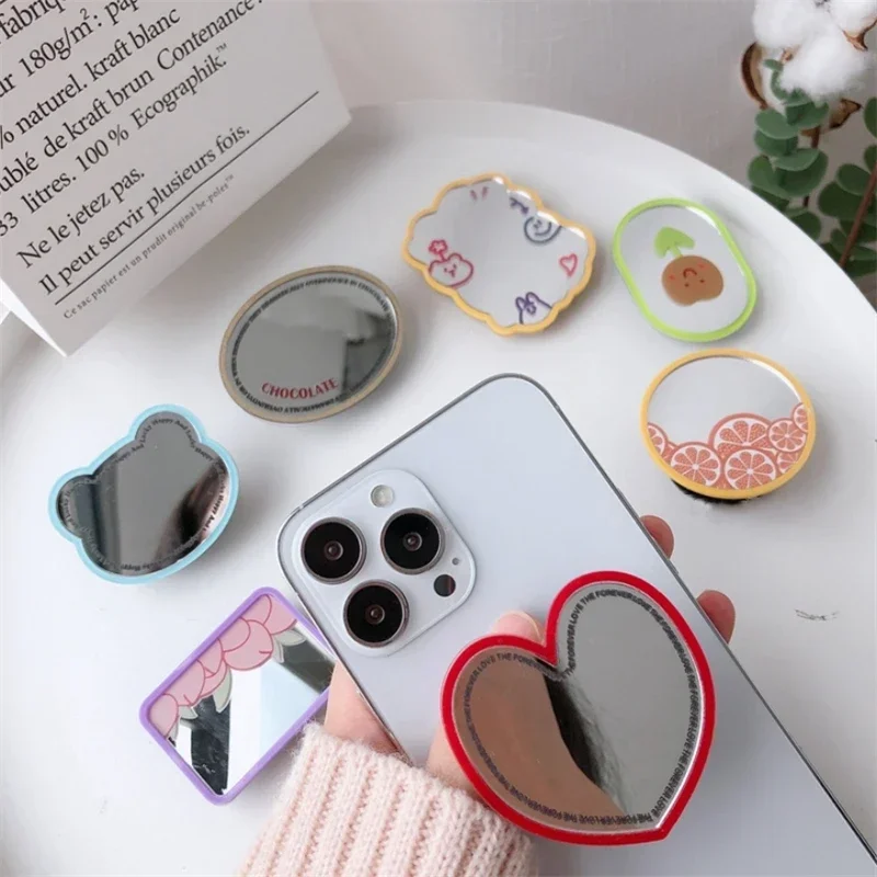 NIEUW Korea Leuke Stijl Bloem Spiegel Mobiele Airbag Griptok Grip Tok Stand Opvouwbare Telefoonhouder Beugel Case Universele Accessoires