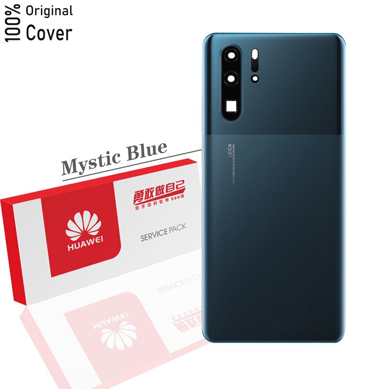 Capa de bateria original para huawei p30 pro vidro volta habitação peças reparo substituição aplicar para huawei p30pro capa traseira: Mystic Blue