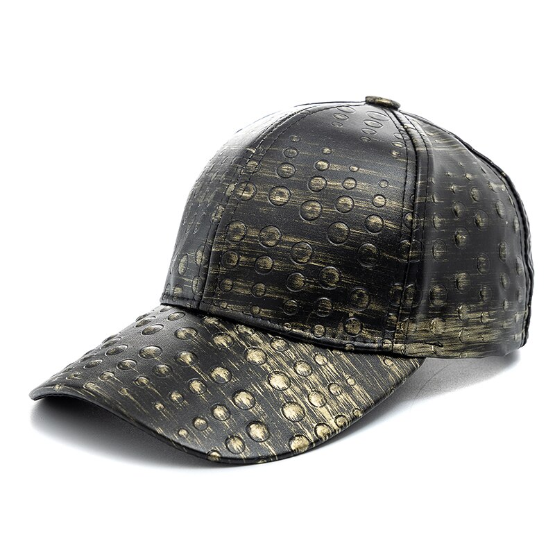 Unisex Pu Leer Dot Baseball Cap Mannen Vrouwen Adjstable Sport Cap Mode Streetwear Hoed: Yellow