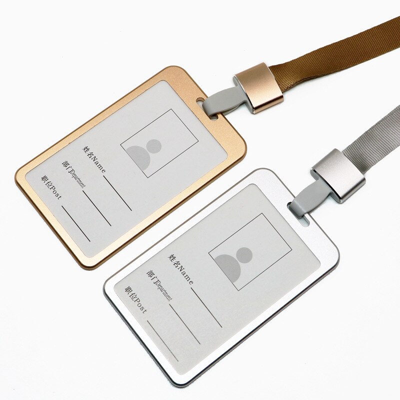 Lanyard Card Holders Aluminum Alloy Work Pass Card Cover Employee Exhibition Card Neck Badge Holder