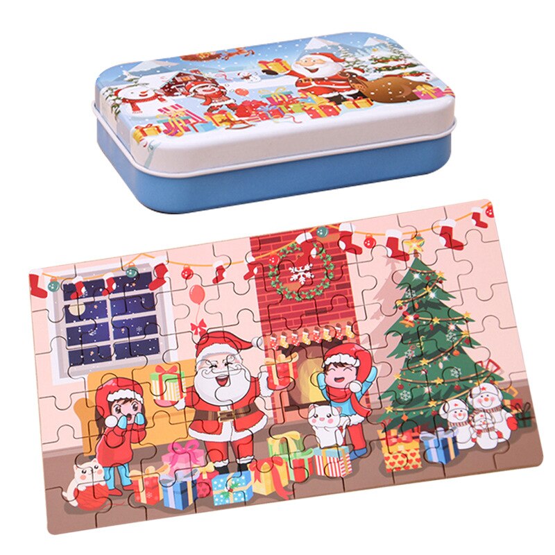 60 Pieces Wooden Puzzle Toy Christmas Santa Jigsaw Puzzle Game Kids Baby Educational Toy Learning Toys Christmas