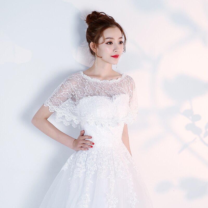 Women Dress Long Party Prom Wrap Scoop Neck Lace Appliqued Wedding Party