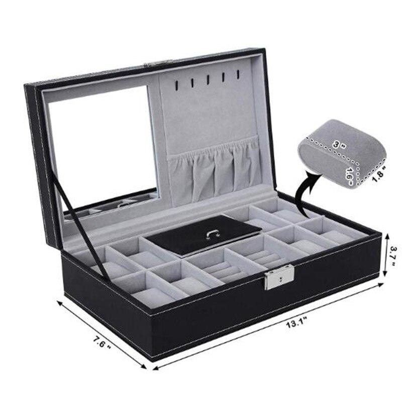 6/6 + 3/8 + 2 Grids Storage Horloge Doos 8/10/12 Grids Pu Lederen Horloge Houder Organizer Voor Quartz horloge Sieraden Dozen Display