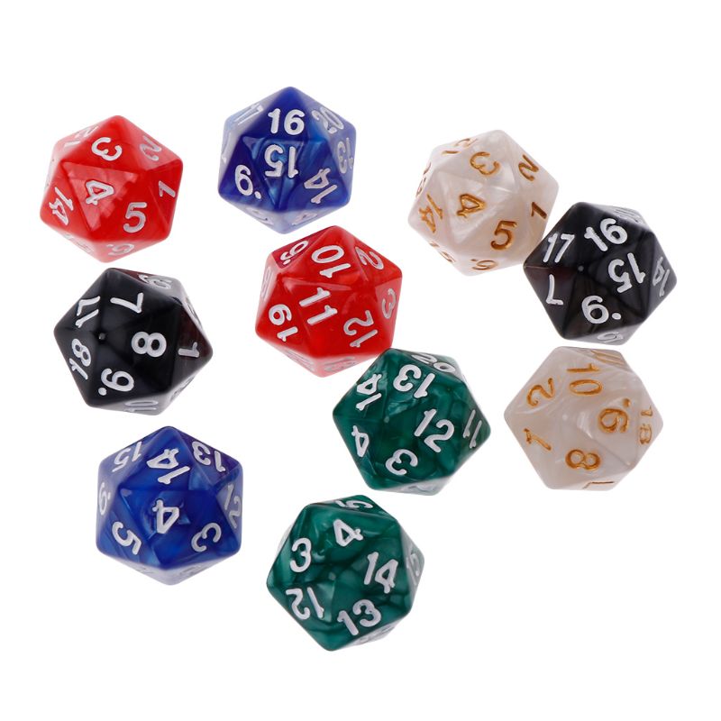 10pcs/set 20 Sided Dice D20 Polyhedral Dices For RPG Poly Desktop Table Games U2JB