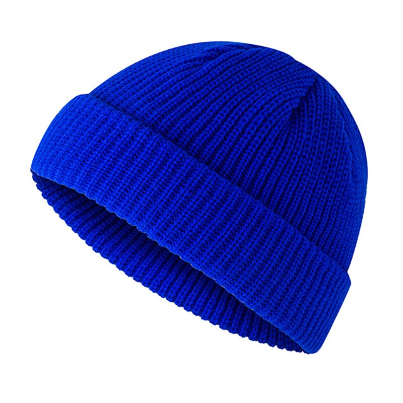 Moda cappello lavorato a maglia Casual corto comodo berretto elastico inverno riscaldamento cappello universale per uomo donna HB88: Sapphire