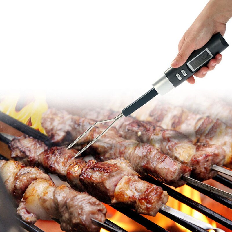 Digital Kitchen Food Cooking BBQ Meat Fork Thermometer Beef Turkey Steak Grilling Roasting Barbecue Temperature Alarm