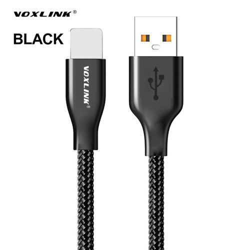 VOXLINK nylonowy kabel USB pleciony dla iphone X XS XR szybka synchronizacja ładowania kabel USB robić transmisji danych dla iphone xs max 8 8plus 7 6 6s ipad mini: Nylon czarny / 2 m