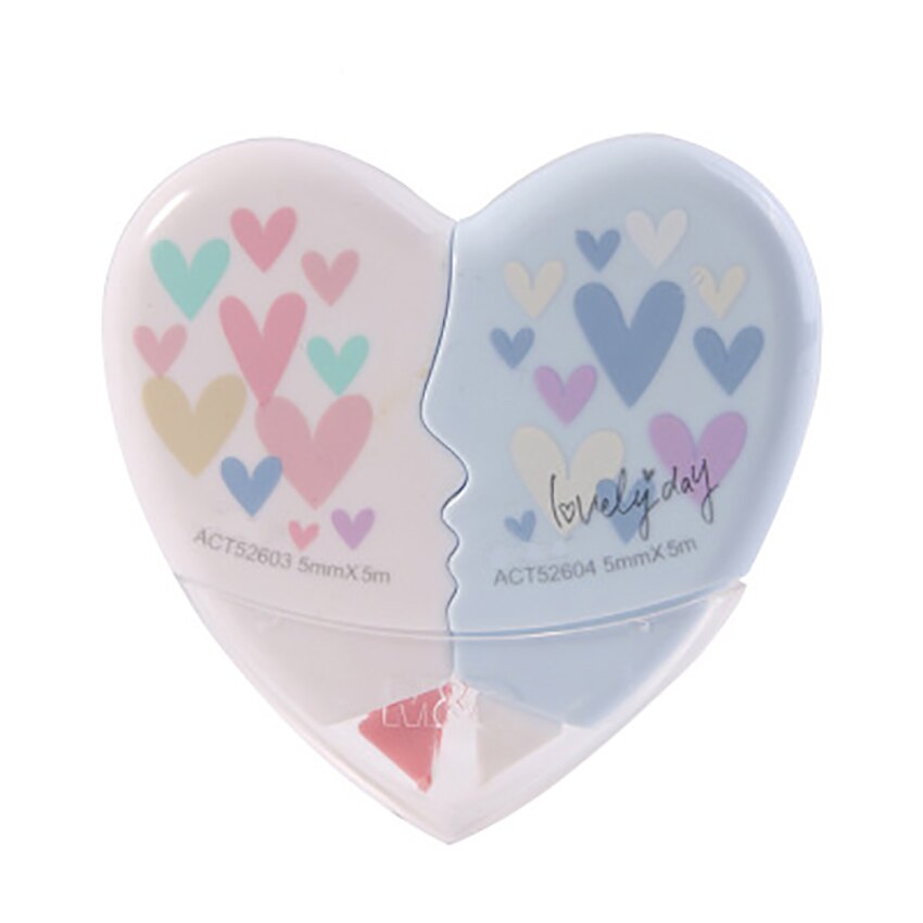Cinta correctora en forma de corazón para estudiantes, 1 Juego de 10M, material de oficina para la escuela, Corrector de escritura, papelería, novedad