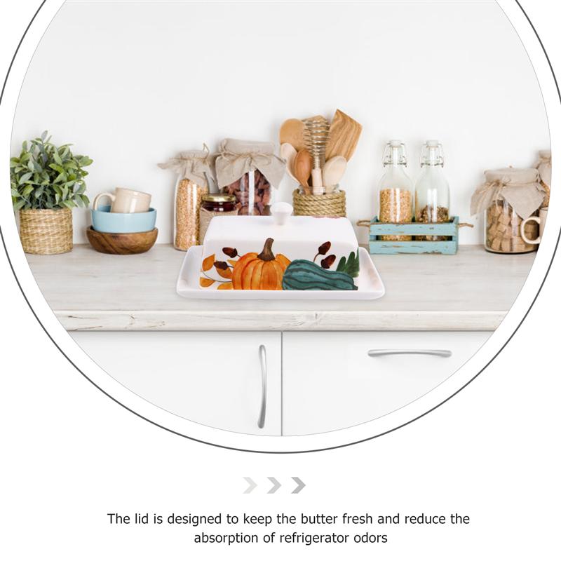 1 Pc Food Container Butter Plate With Lid Kitchen Tableware Cheese Dish Ceramic Butter Box With Lid Butter Dish Cheese Box