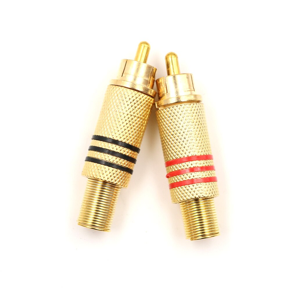 10 Stks/partij Rca Connector Male Jack Plug Av Pluggen Voor Pc Audio Vedio Lassen Diy Onderdelen Goud Rood Zwart Metalen lente