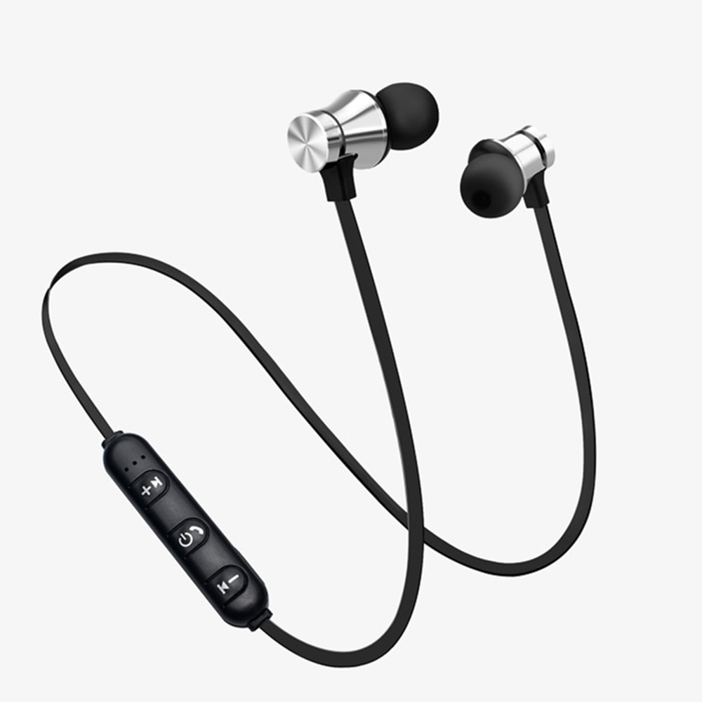 Bluetooth Oortelefoon Magnetische Draadloze Bluetooth Hearphone Stereo Sport Waterdichte Oordopjes Draadloze In-Ear Headset Met Microfoon: Sliver