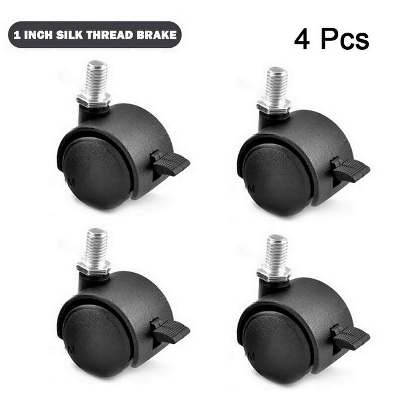 4 stücke Universal- stumm schwenken Rollen Möbel Rad Rolle Weiß PP Nylon Dual 360 Grad Rolle Rad Für Plattform Wagen stuhl: 1Zoll Schwarz