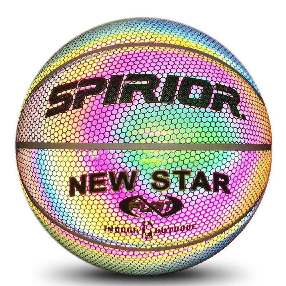 Brillant Basket-ball Fluorescent Basket-ball lune lumineux arc-en-ciel réfléchissant Basket-ball LED panier cerceau lumière taille 7: Basketball