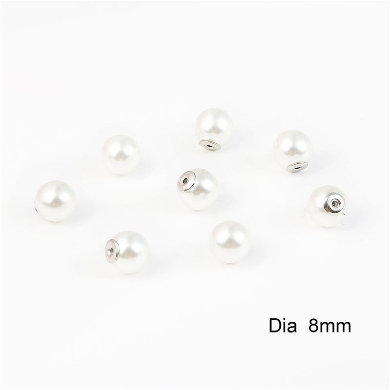 10 Uds. Blanco marfil ABS perlas encanto perno prisionero pendientes Back Stoppers oído Post tuercas enchufar para fabricación de joyería DIY base de aretes: White 8mm Hole 1mm