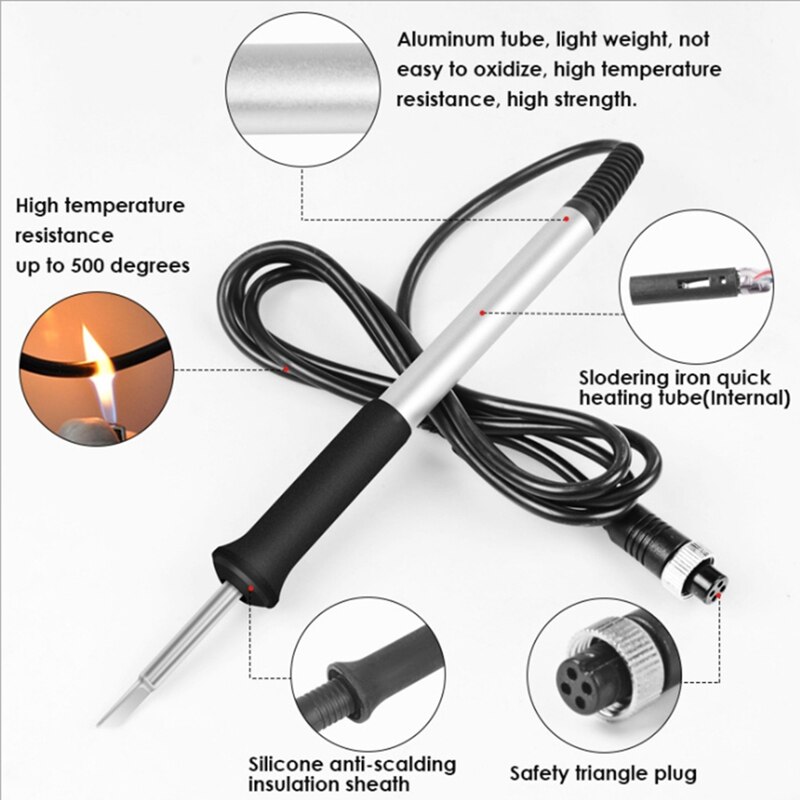 T12 12mm Metal Aluminum Handle for OLED/LED Digital Electric Soldering Station for T12 Solder Tips GX12 5Pin Plug