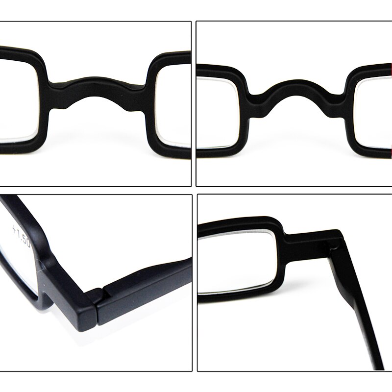 Unisex Duitsland Mini Zwarte Leesbril Retro Vintage Kleine Vierkante Frame Vergrootglas Eyewear Voor Naald Top + 1.5 + 2.0 + 2.5