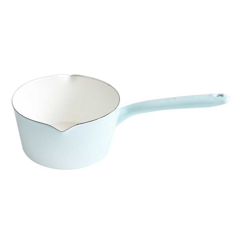 Casserole de cuisine à Long manche pour une personne | Casserole à lait en émail blanc de Style japonais, casserole de cuisine, fait-tout pour aliments pour bébé