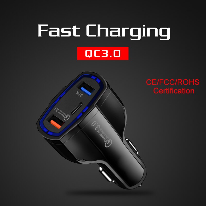 Schnell QC 3,0 Dual USB Auto Ladegerät Auto Leichter Slot Schnelle PD Auto Ladung Telefon Android Ladung Adapter Daten Tablette Auto-Ladegerät