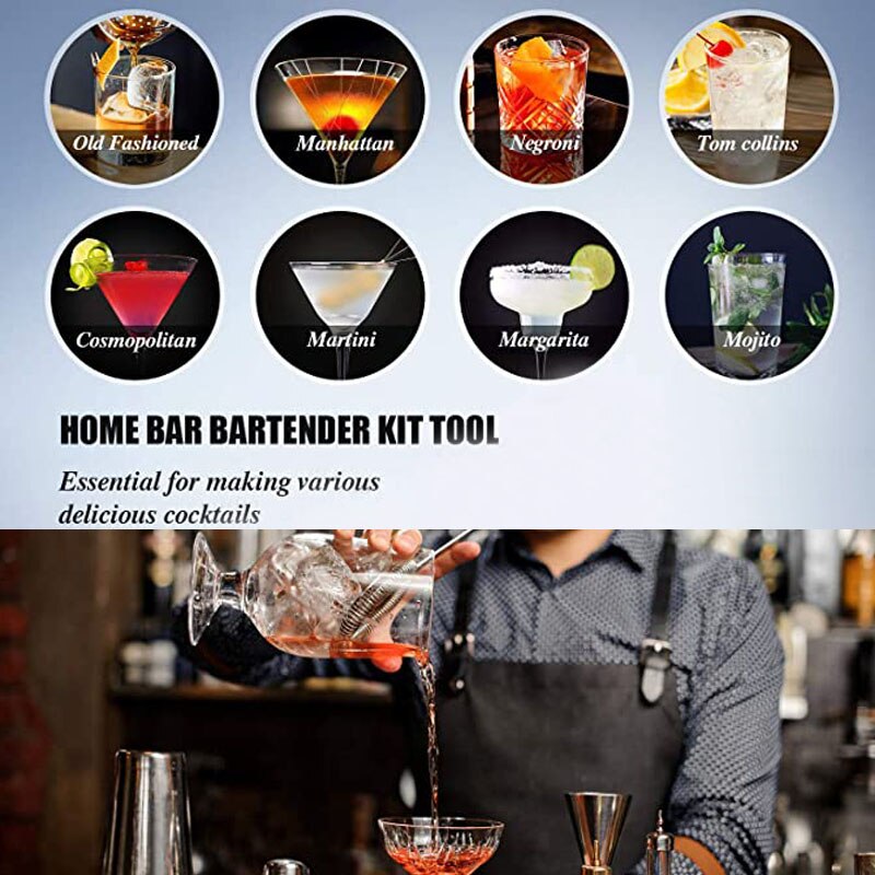 Bartender Kit: 1-12Piece Cocktail Shaker Set with Rotating Stand,Stainless Steel Bar Tools Set, Ideal as or for Home