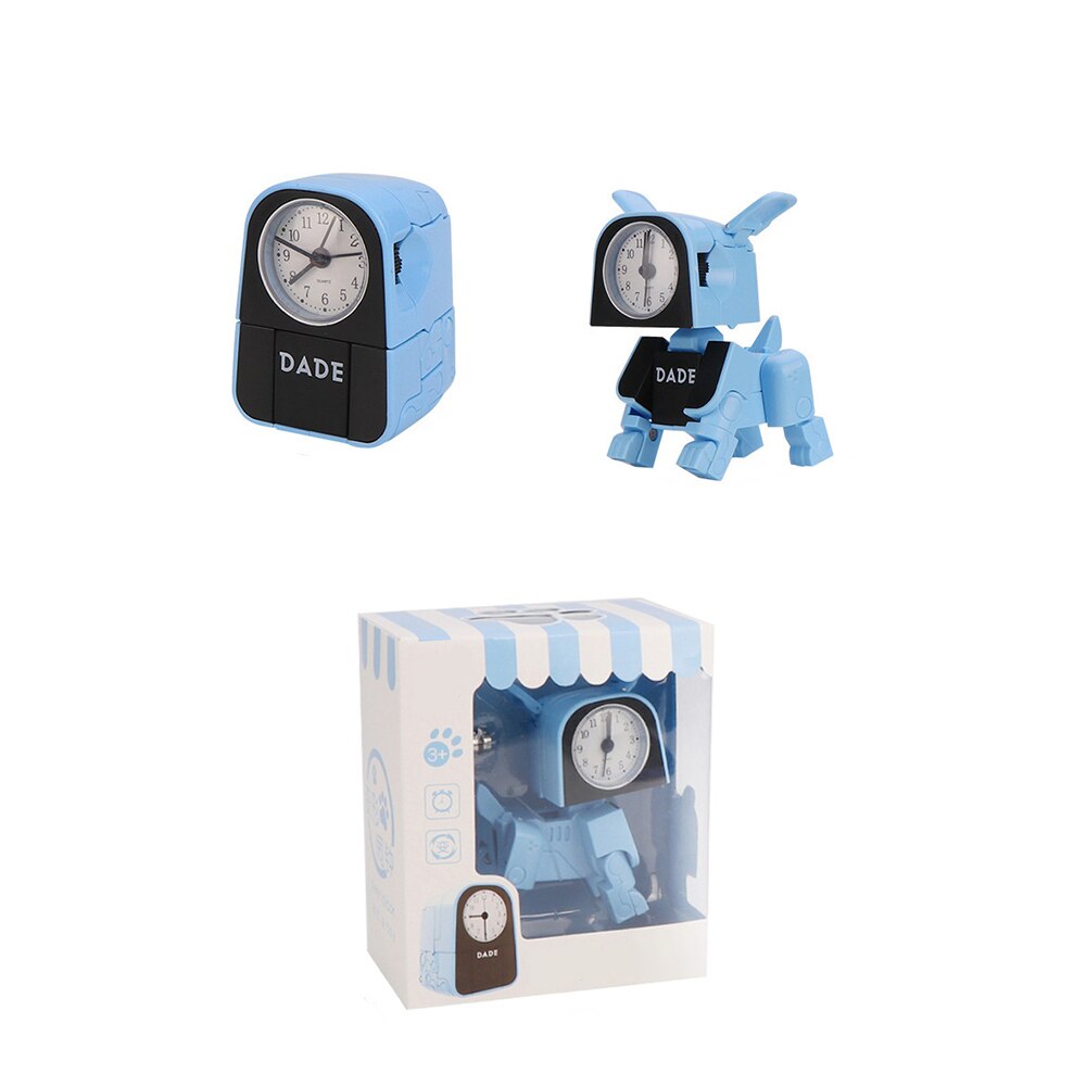 Netter Junge freundlicher Wecker Karikatur Roboter Hund Schreibtisch Uhr Lustige reversibel Spielzeug Schlafzimmer aufwachen hoch Uhr Reise Schreibtisch Nadel uhren: Blau