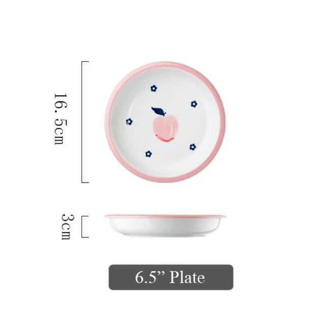 Keramische Diner Borden Kommen Set Leuke Bloem En Perzik Patroon Huishouden Enkele Grote Servies Vajilla Тарелки Для Еды: B7