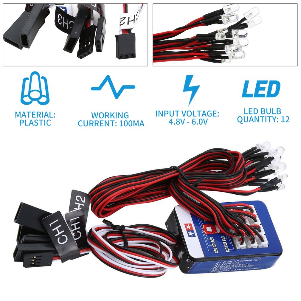 Kit d&#39;éclairage à 12 LED pour voiture 1/10 RC, Simulation de freinage et de direction, pour Yokomo et Tamiya, exquis