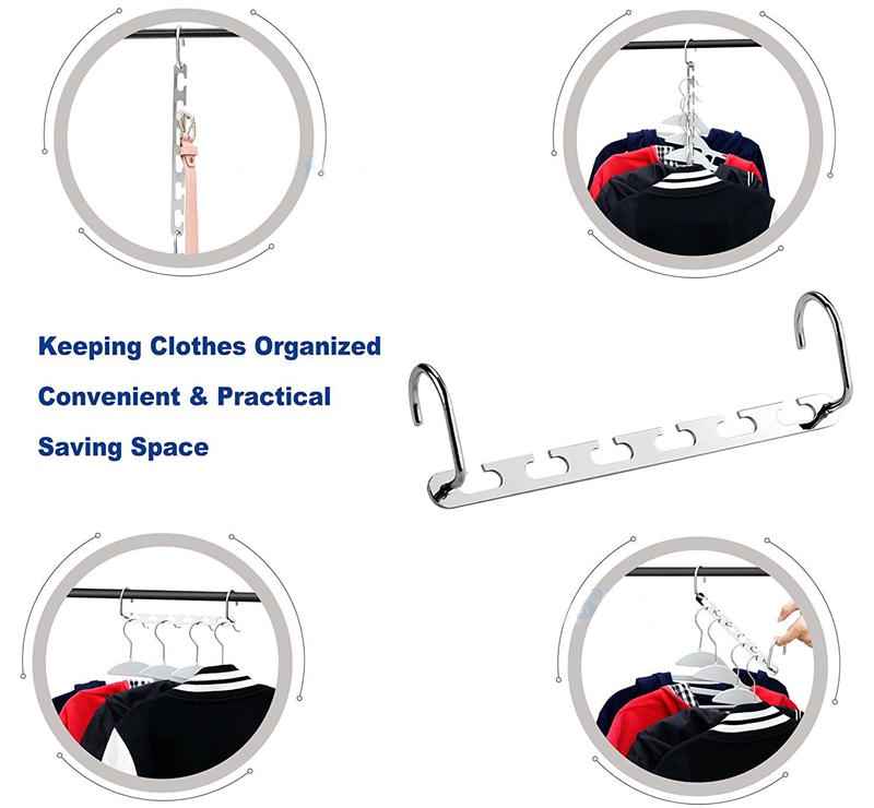 6pcs Garderobe Kast Bar Kleding Kleerhanger Organizer Drogen Hanger Multifunctionele Metalen Cascading Organiser Voor Ruimtebesparend