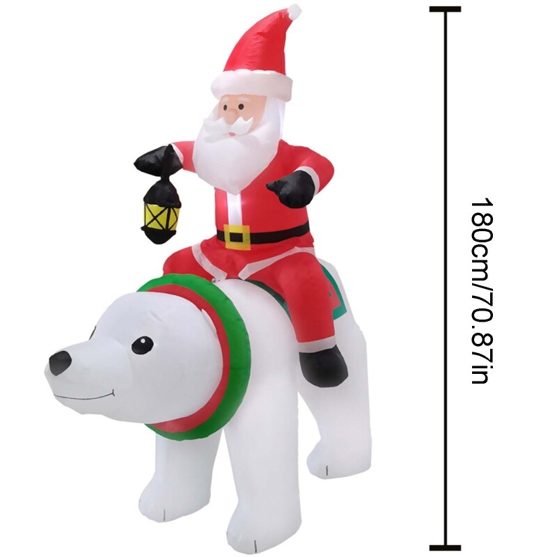 Inflatable LED Lights Christmas Santa Claus Riding Bear Decoration Outdoor Props