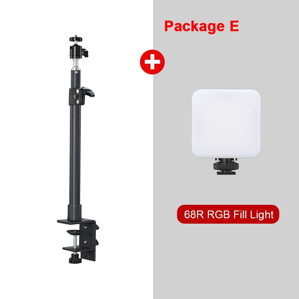 Desktop C-clamp Light Stand with 360 Rotatable Ball Head 1/4 inch Screw, Adjustable Aluminum Holder for Ring Light Camera Video: Gold