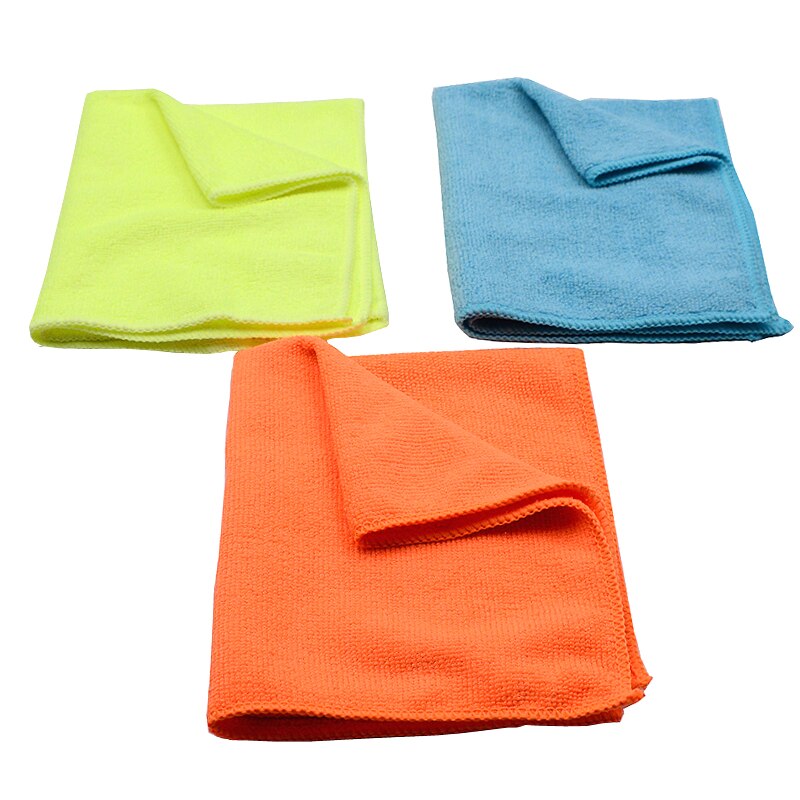 12PCS Microfiber Car Cleaning Cloths Microfibre Waxing Polishing Detailing Towels Soft Car Care Kitchen Housework Towel 3 Color