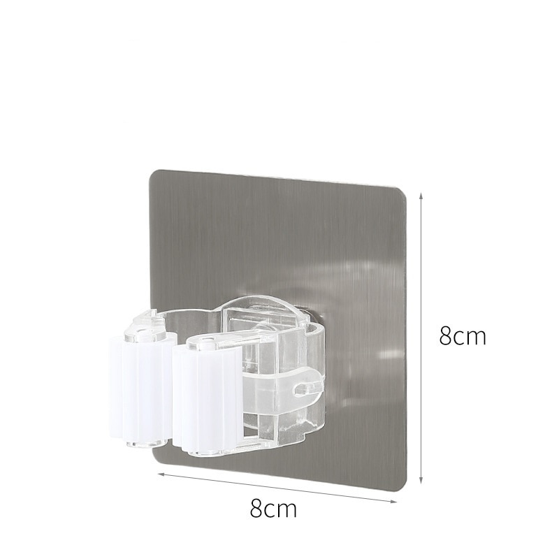 Lijm Multifunctionele Haken Wall Mounted Mop Organizer Houder Rackbrush Bezem Hanger Haak Keuken Badkamer Sterke Haken: Big-white-8cmX8cm