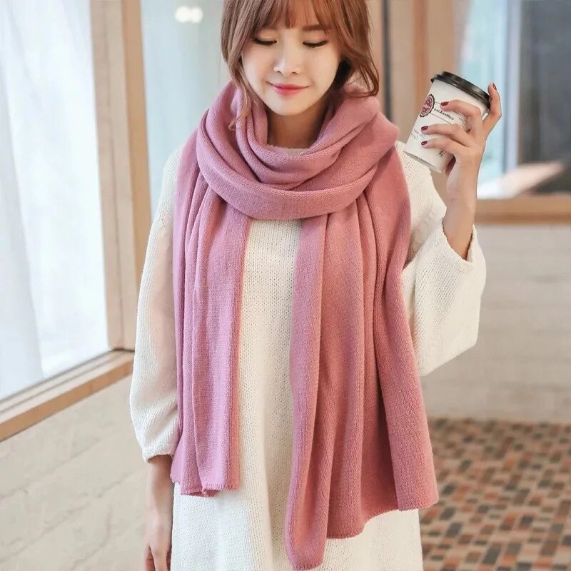 Mode Winter Vrouwen Kasjmier Sjaal Effen Knit Pashmina vrouwelijke foulard Sjaals Wraps dikke sjaals bufandas invierno mujer: 12