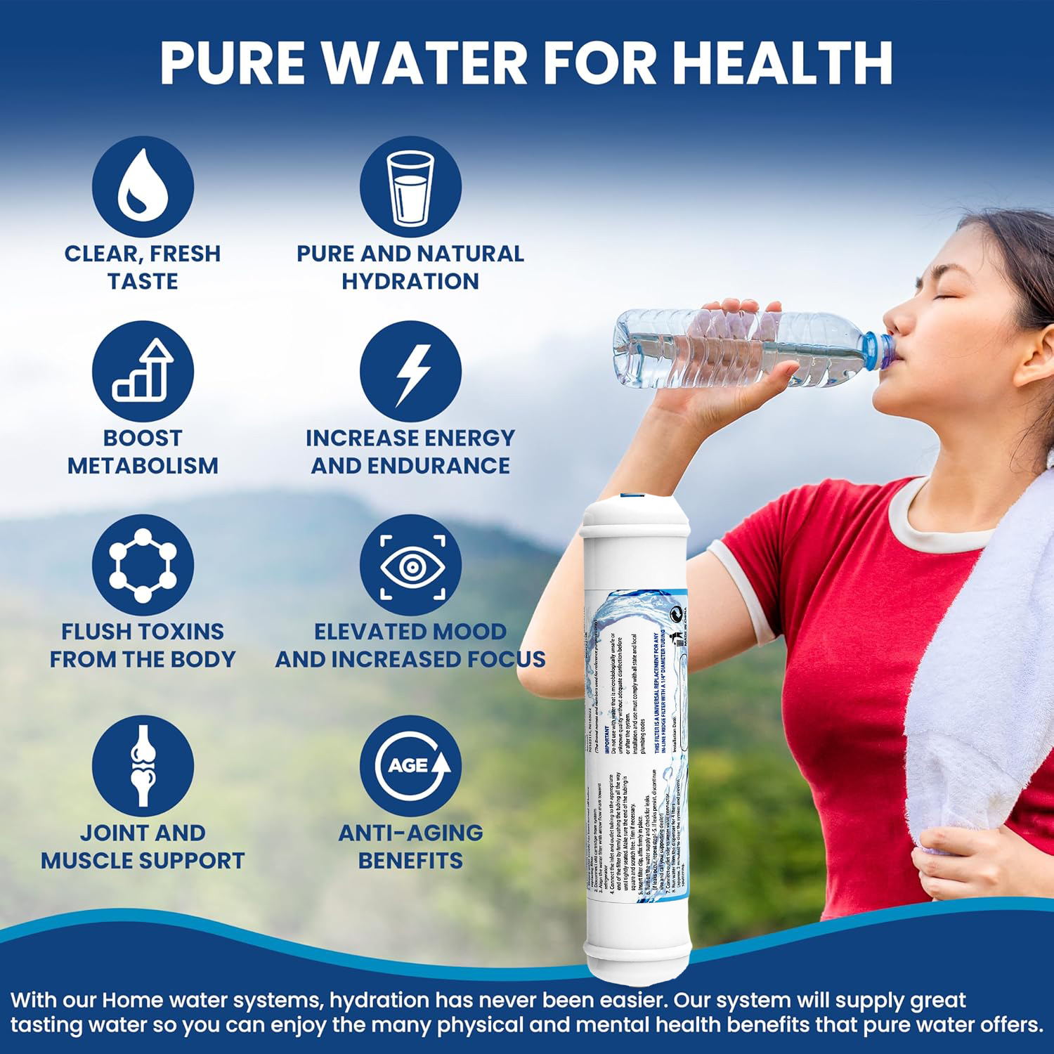 T33 inline waterfilter, 1/4" Quick-Connect filtervervangingscartridge in-line filter voor koelkast en ijsmaker ijsmaker