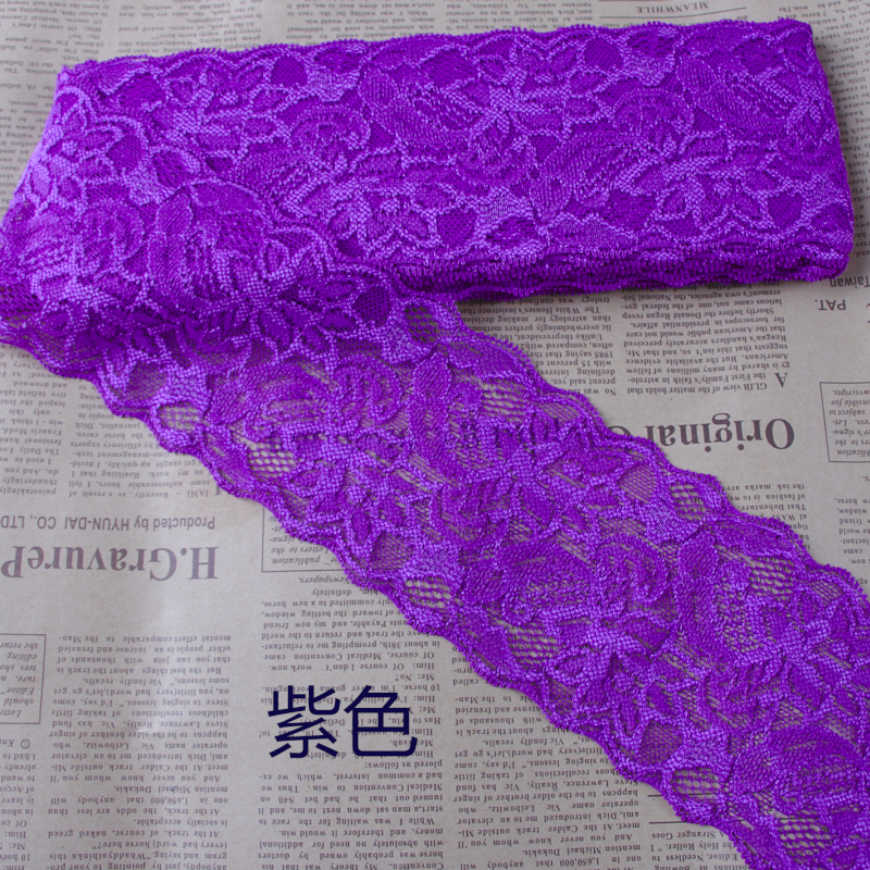 8 cm spandex elastische rekbare kanten rand doe-het-zelf ambachten stof voor jurk ondergoed lingerie shorts kleding decoratie kant lint: DONKERPAARS