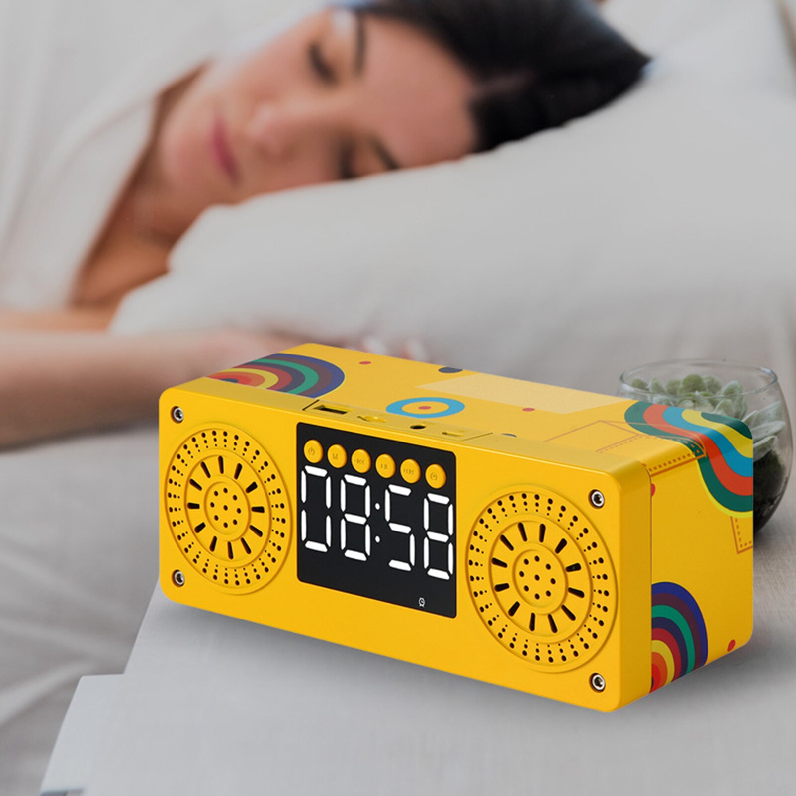 SALES！！ A10 Mini Wood Bluetooth Wireless FM Radio LCD Display Arlarm Clock Music Player