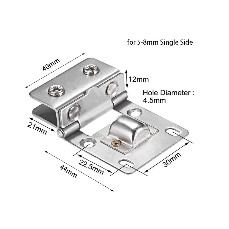 Glas Scharnier Kastdeur Kast Showcase Scharnier Glasklem, Roestvrij Staal, voor 5-10mm Glas Dikte 4Pcs