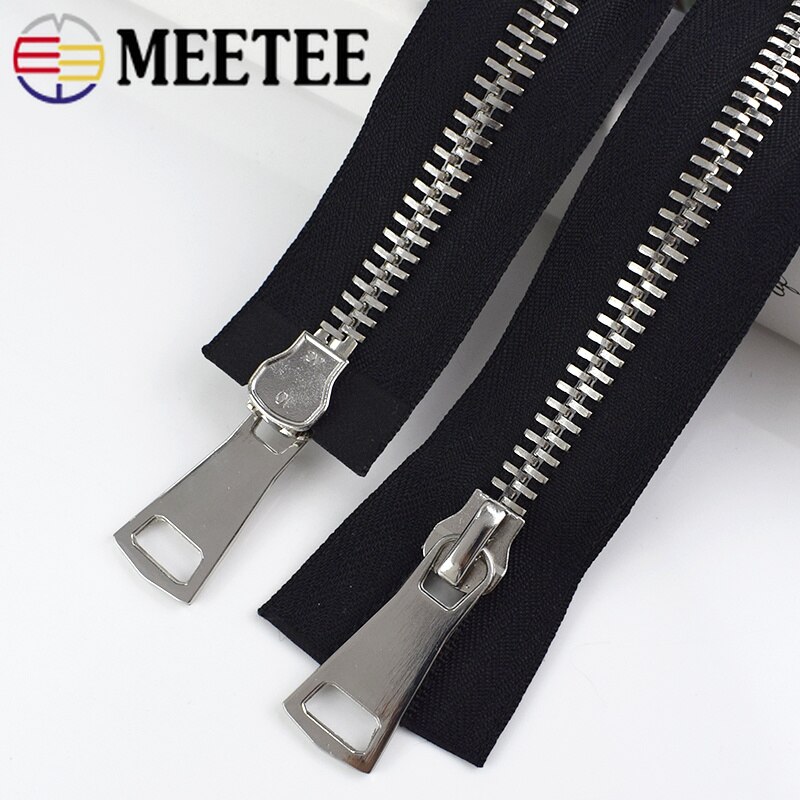 1Pc 10 # Doppio Cursore in Metallo Chiusure Lampo Nero Nuova Cerniera per Cucire Cappotto Giubbotti Fermeture eclair Accessori Strumenti KY682