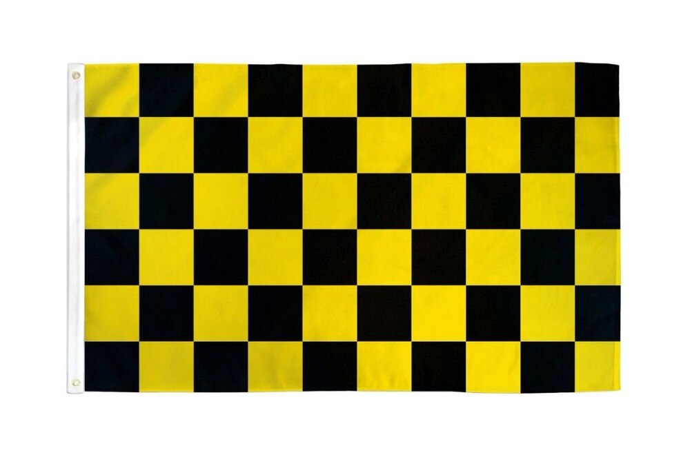 90X150 Cm Zwart En Geel Check Vlag Geruite Banner
