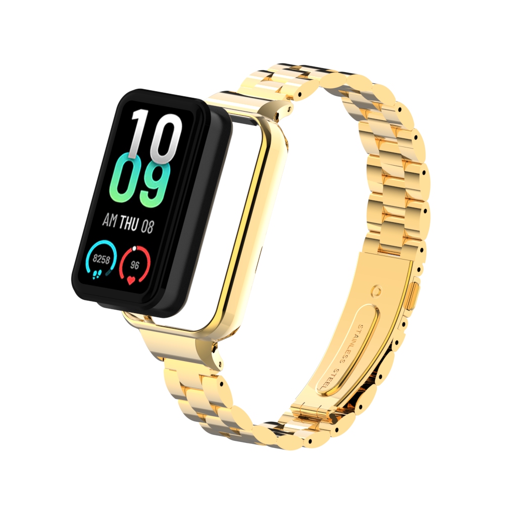 Metal Replacement Strap for Amazfit Band 7, Solid Stainless Steel, Three-Bead Metal Strap, Suitable for Amazfit Band 7