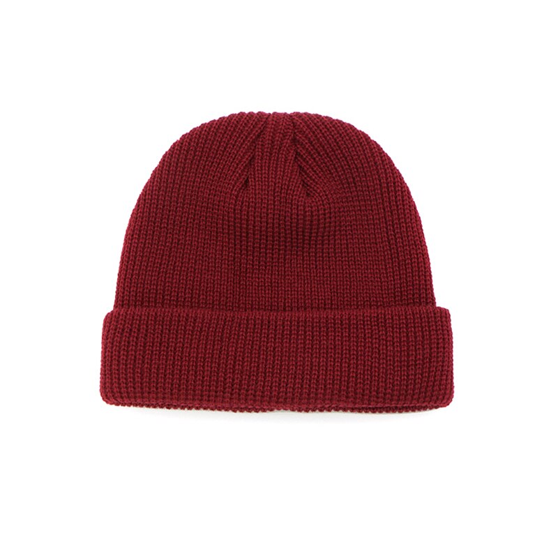 Men Knitted Hat Beanie Skullcap Sailor Cap Cuff Brimless Retro Navy Style Beanie Hat: wine red